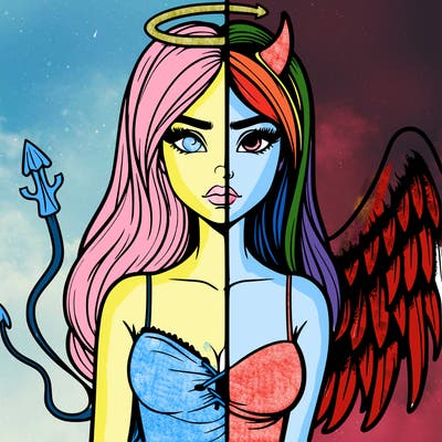 devil vs angel realistic girl