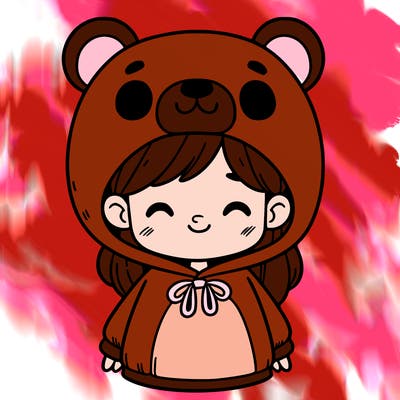 a girl with a bear costume