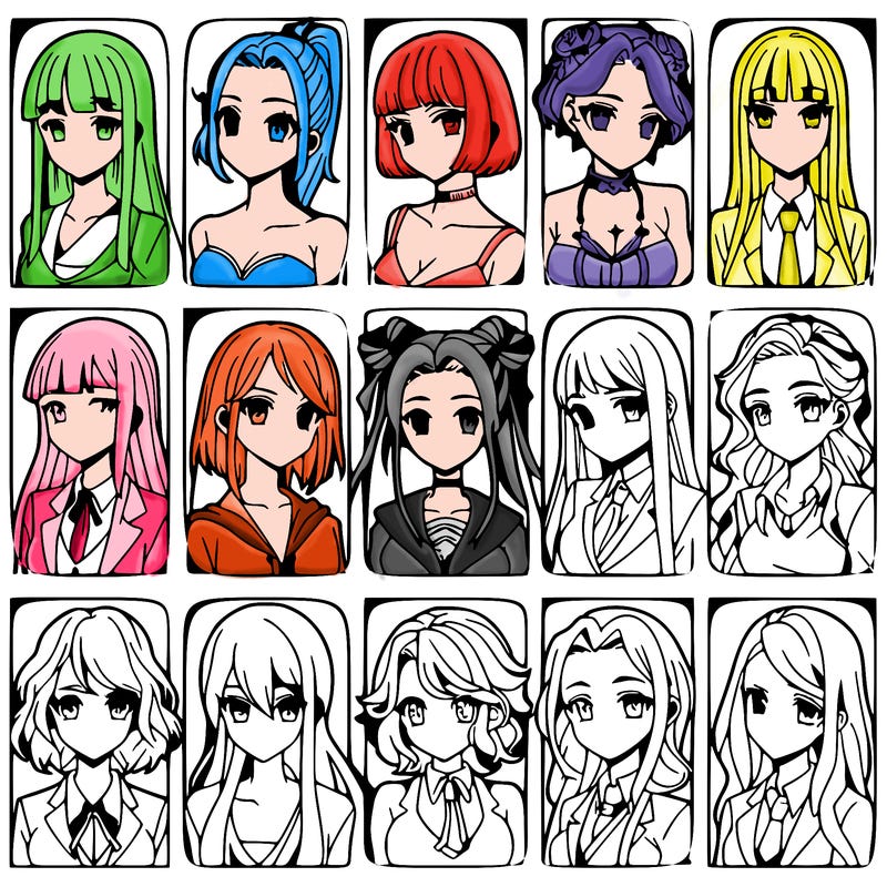 girls that look diffrent anime