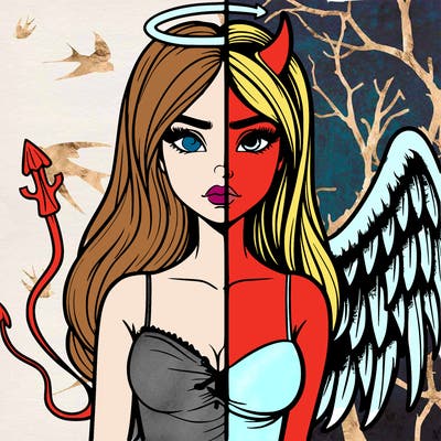 devil vs angel realistic girl