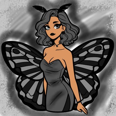 woman with moth wings