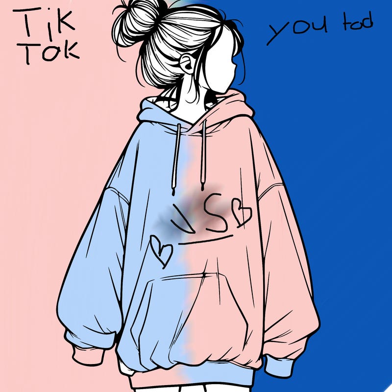realistic girl with a oversized sweatshirt on and a bun