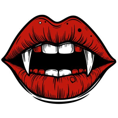 lips with vampire teeth