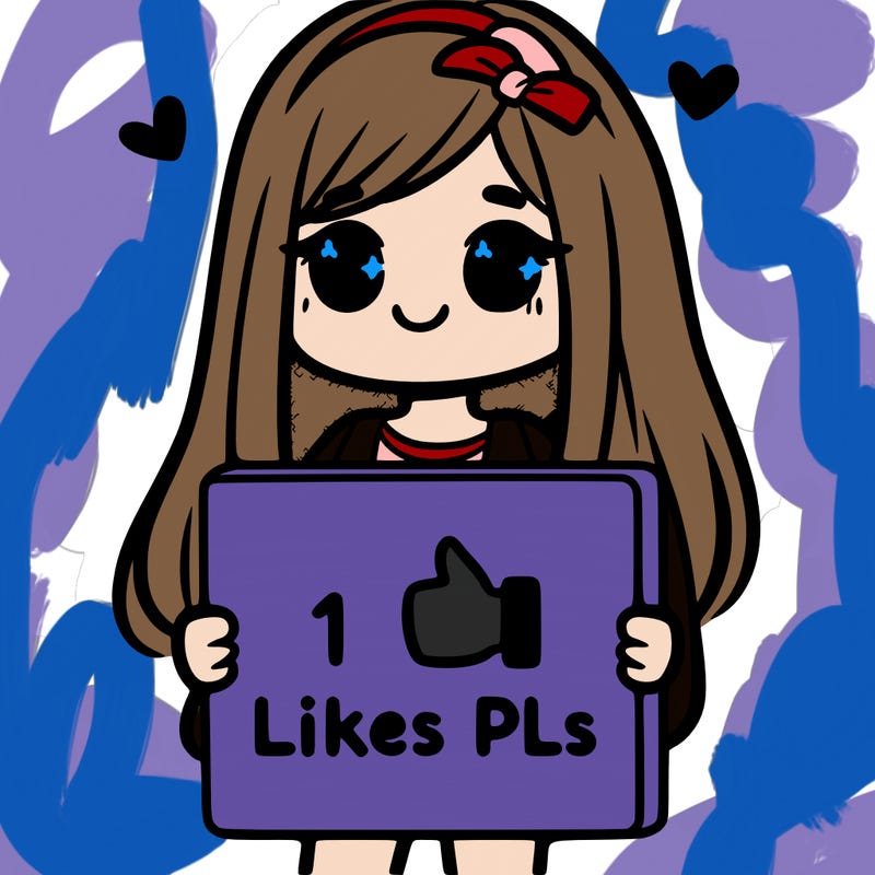 girl holding a sign saying 10 likes pls