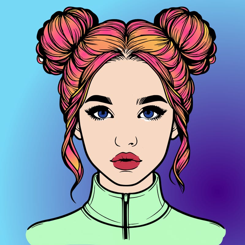 realistic woman that has space buns