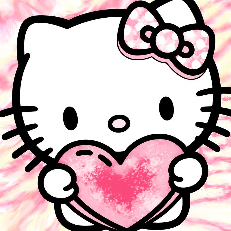 hello kitty holding a big heart