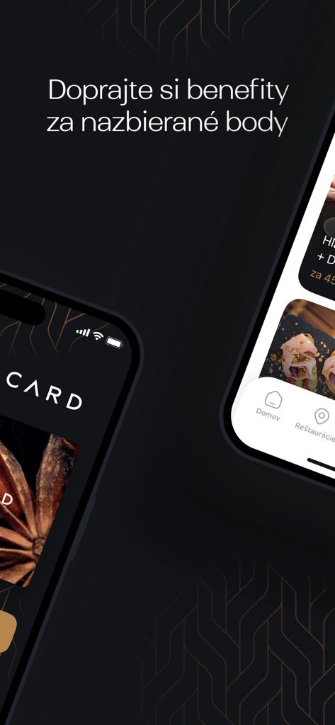 Medusacard - Smartphone screens showing the Medusacard loyalty program and culinary rewards interface