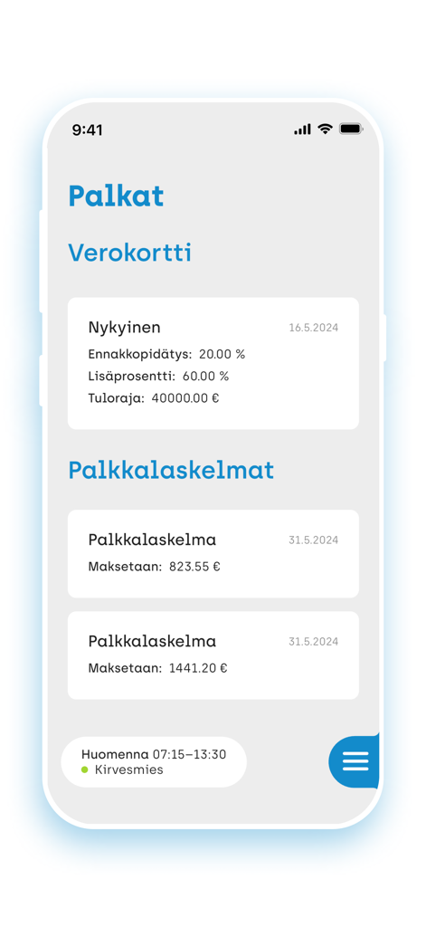 Pantalla móvil de Likeit App mostrando información de nómina y recibos de sueldo