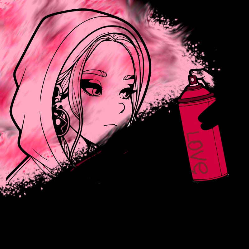 a realistic girl, spray painting