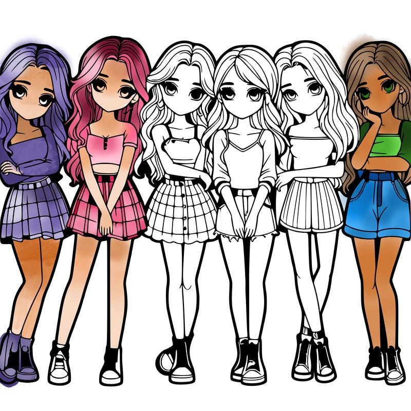 a group of girls realistic