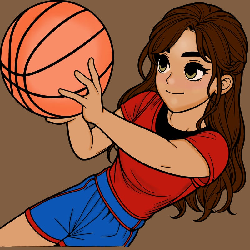 realistic girl playing basketball