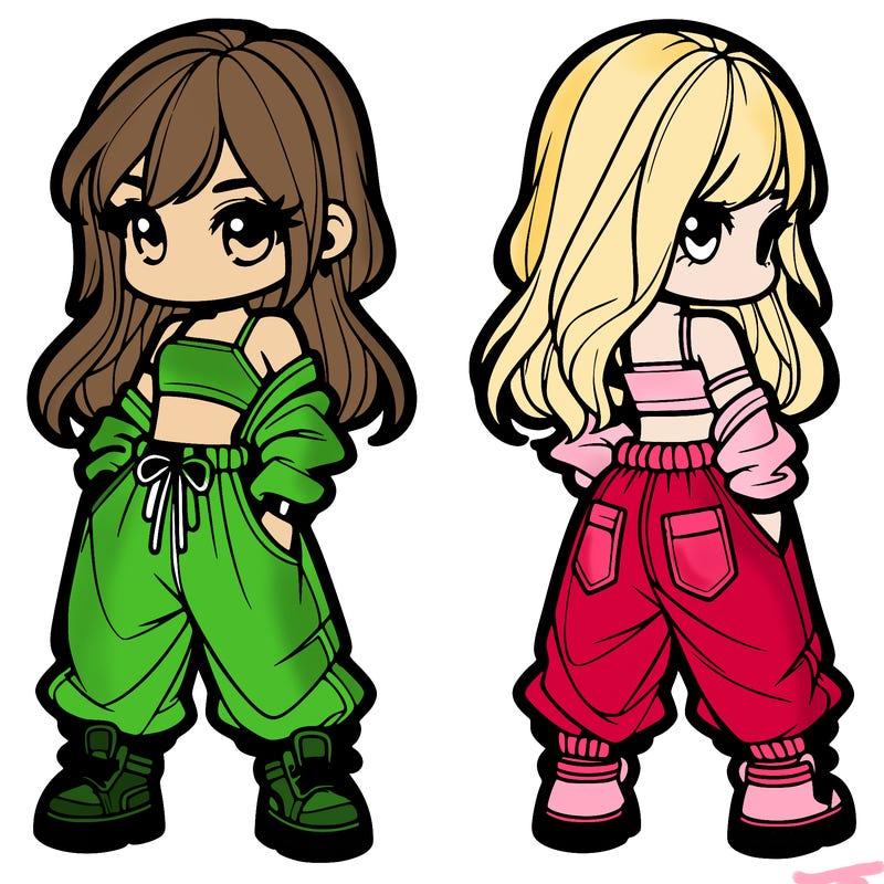 girl in crop top and baggy pants