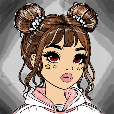 realistic girl with space buns