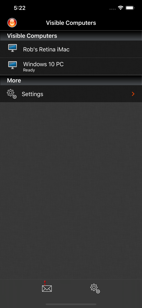 Off Remote Pro - Captura de pantalla de la aplicación Off Remote Pro que muestra una lista de ordenadores conectados listos para la gestión remota