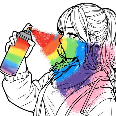 a realistic girl spray, painting