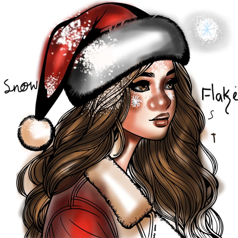 realistic girl in santa hat