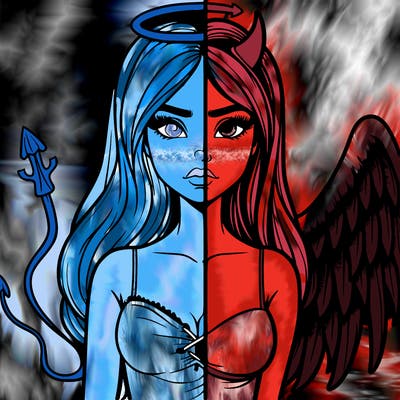devil vs angel realistic girl