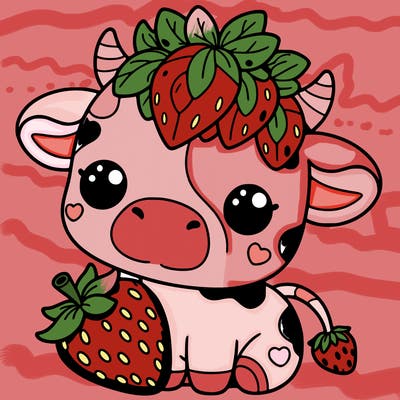 cute strawberry cow