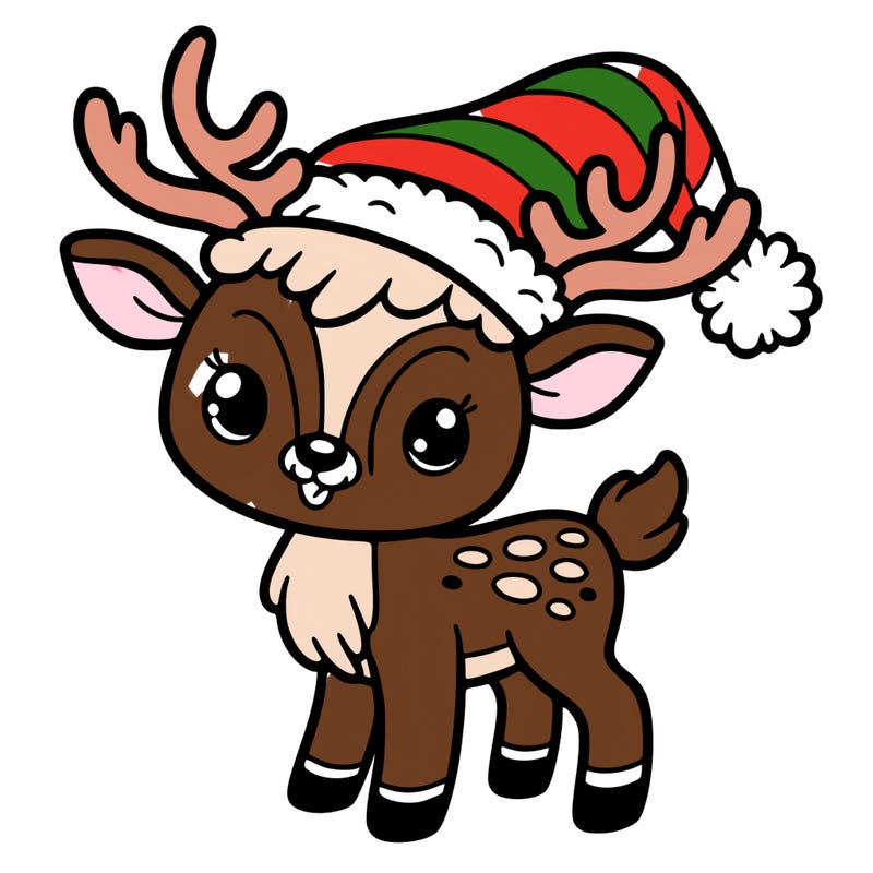 christmas reindeer with santa hat