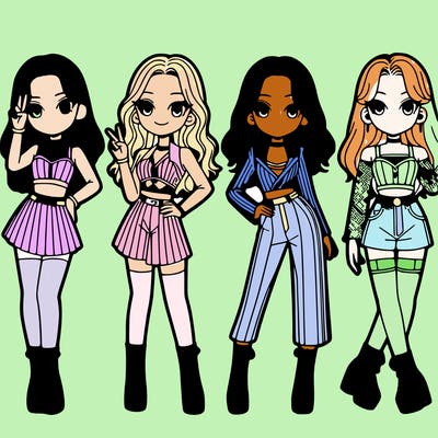 4 korean k-pop girls