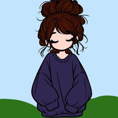 girl with baggy sweatshirt and messy bun
