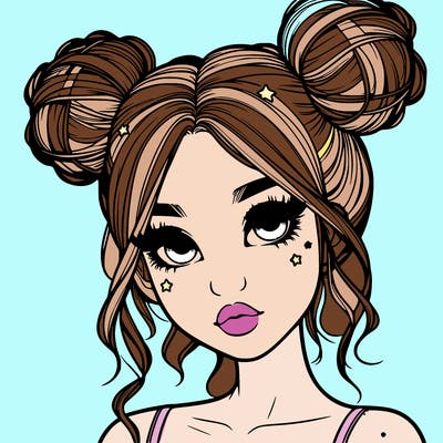 realistic girl with space buns