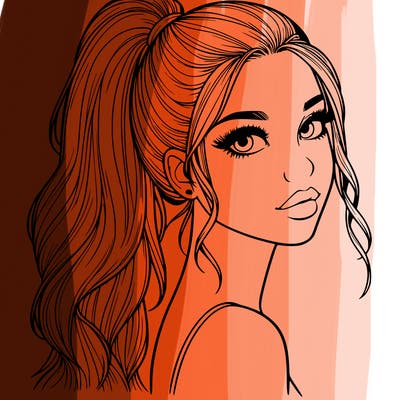 realistic pretty girl with high pony tail