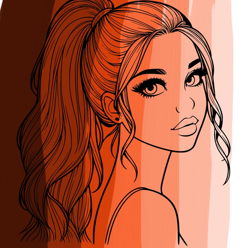 realistic pretty girl with high pony tail