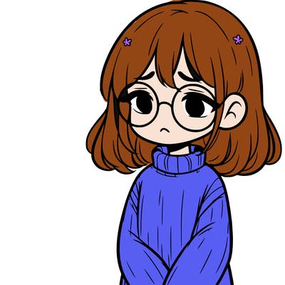 sad girl with glasses in a sweater