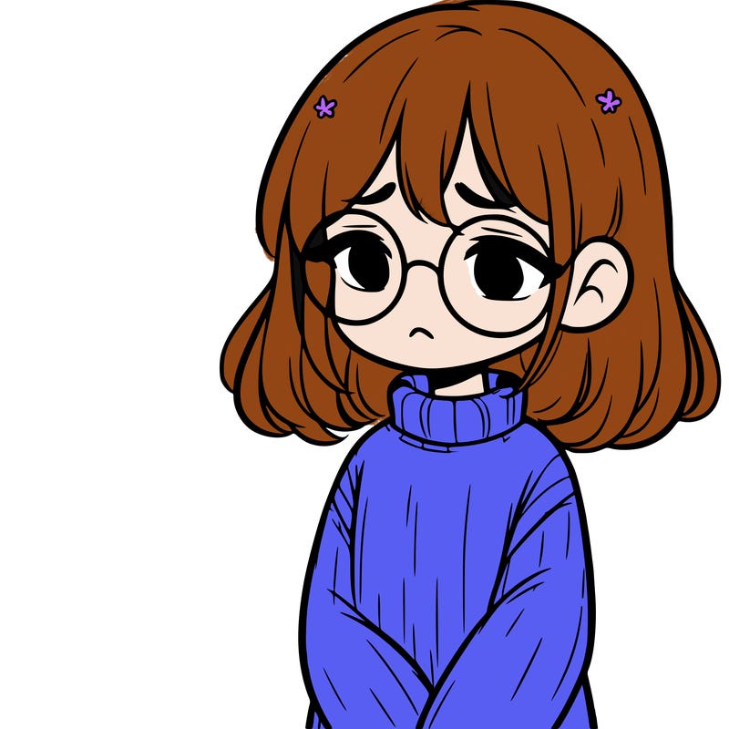 sad girl with glasses in a sweater
