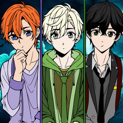 three anime boys