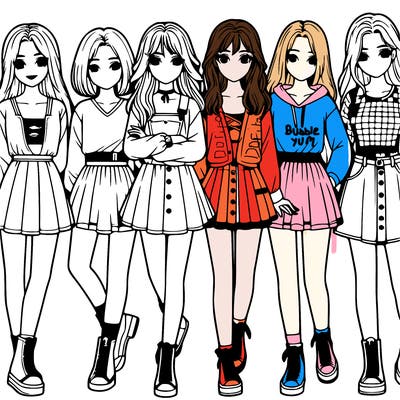 a group of girls realistic