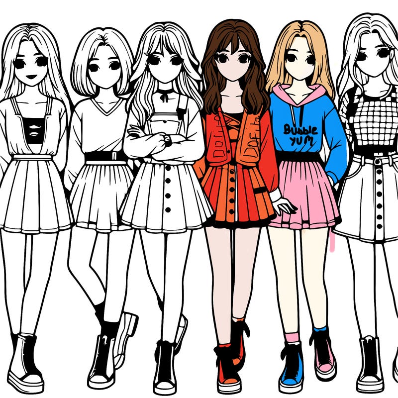 a group of girls realistic