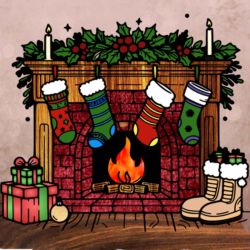 christmas fireplace with  stockings
