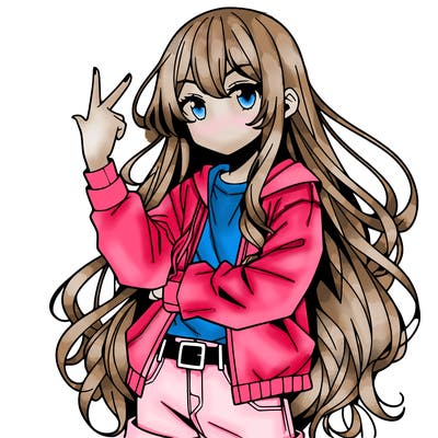 one anime girl with long hair and a cool pose