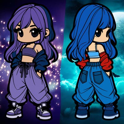 girl in crop top and baggy pants