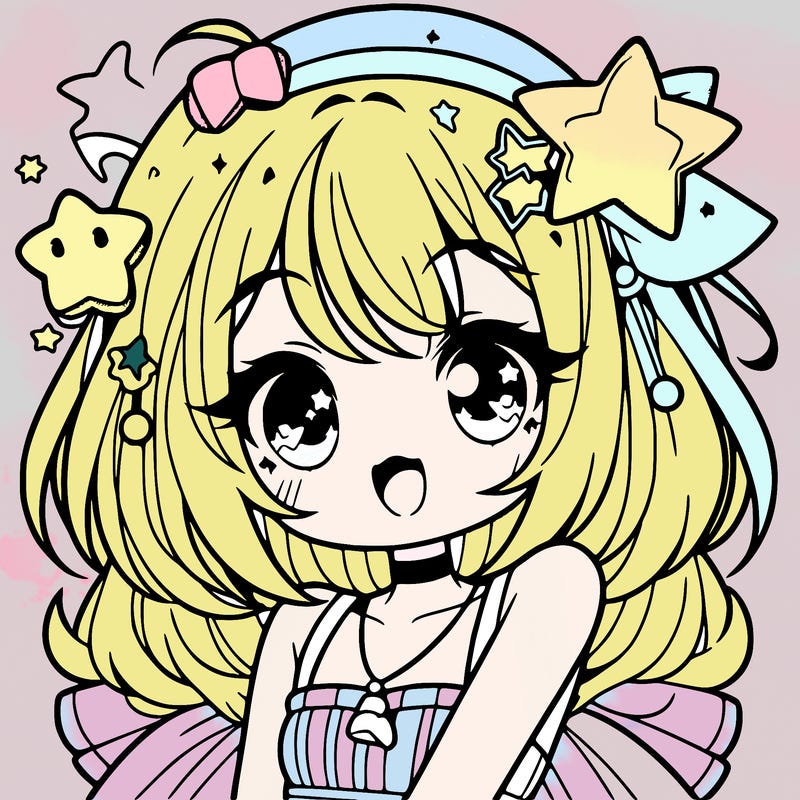 cute anime girl with star accessories