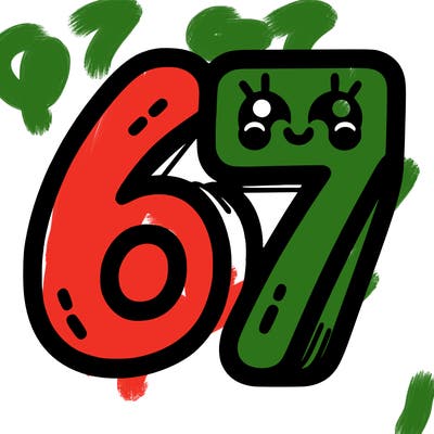 the numbers 67