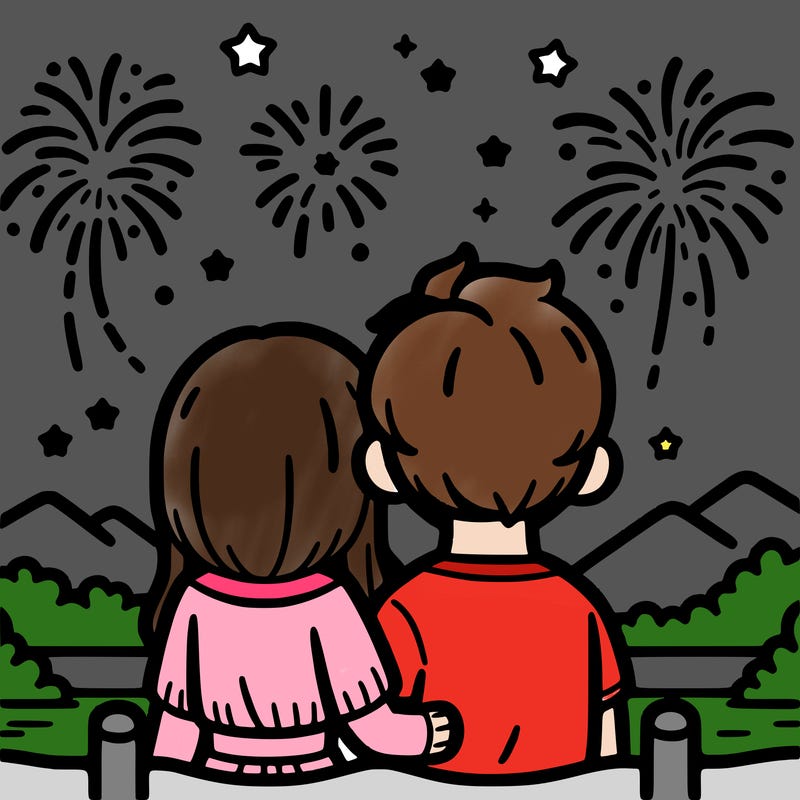 couple watching fireworks
