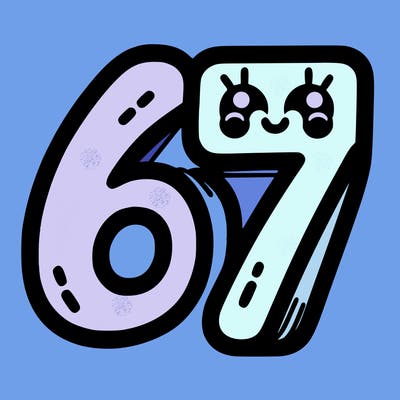 the numbers 67