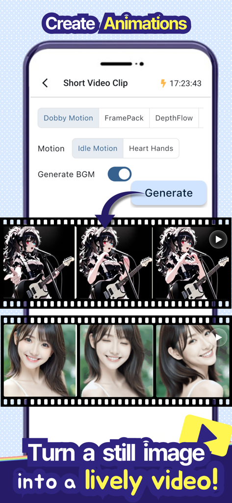 Dobby Canvas - Interface of Dobby Canvas app showing the feature to turn still images into animated short video clips using AI.