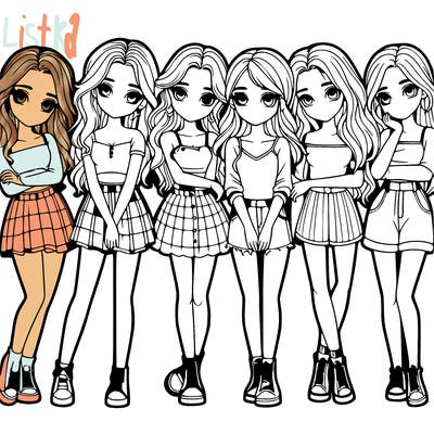 a group of girls realistic