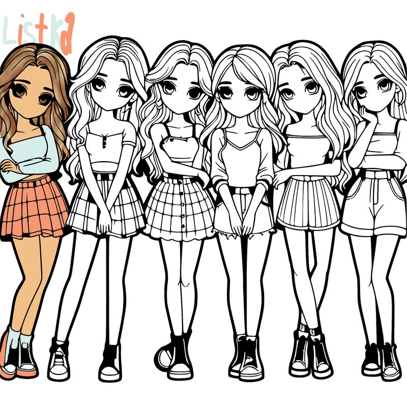 a group of girls realistic