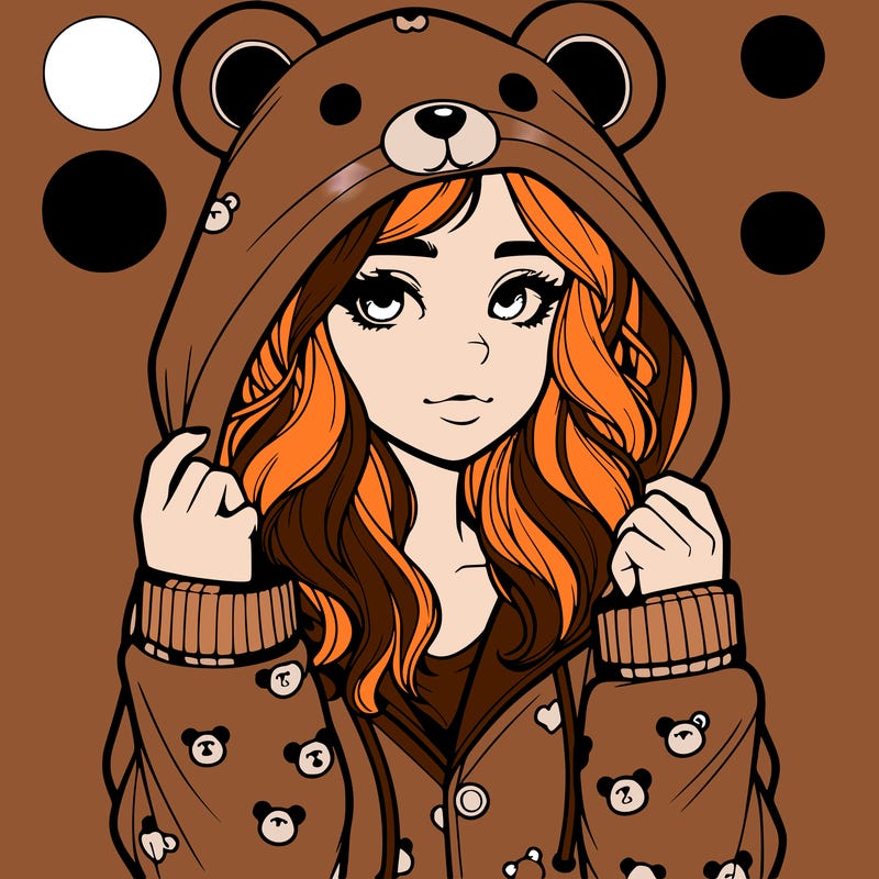 realistic girl in a animal pjs hoodie