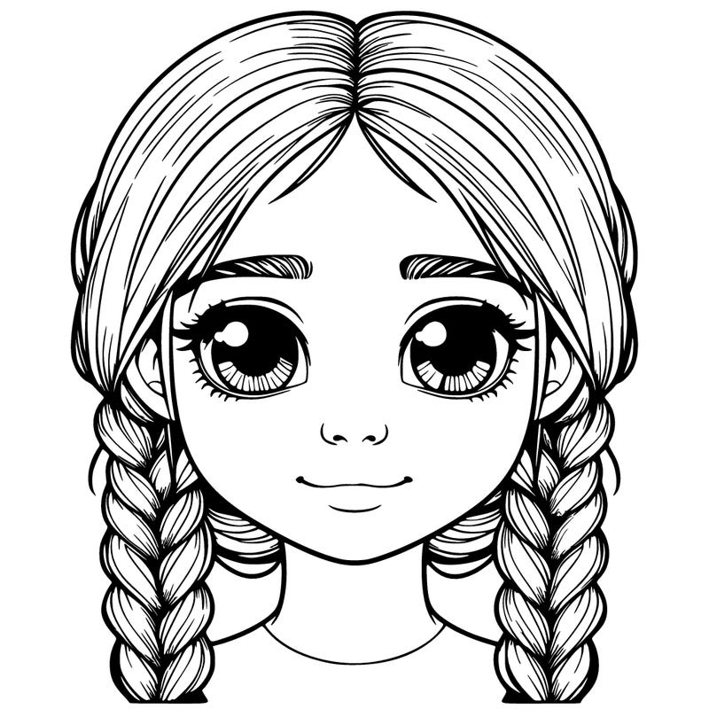 realistic girl with two braids on her head