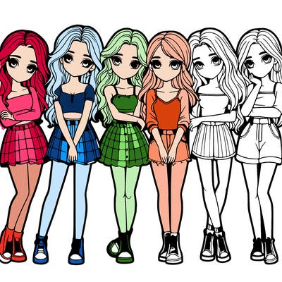 a group of girls realistic