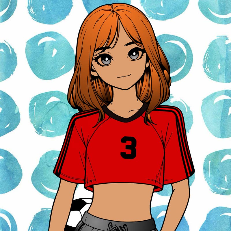 realistic girl wearing soccer jersey