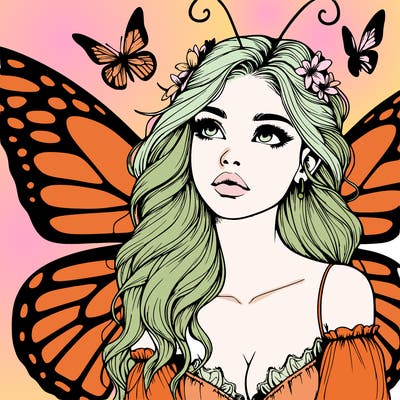 butterfly fairy realistic girl