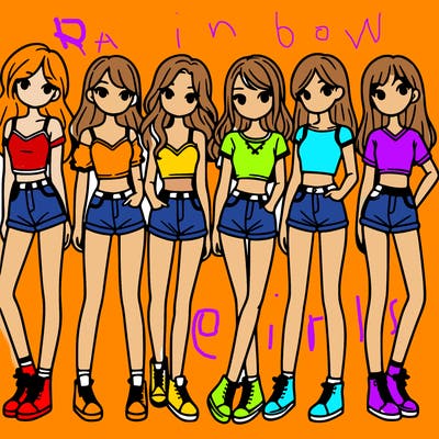 a group of girls wearing crop tops and shorts