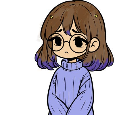sad girl with glasses in a sweater